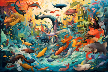 Poster - Underwater World: A Whimsical Painting