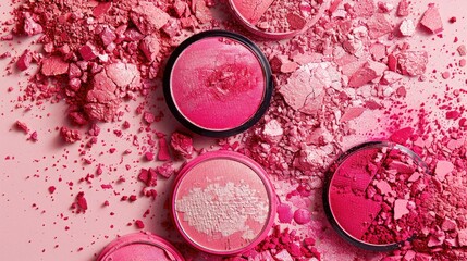 Poster - Assortment of pink toned makeup on a bright backdrop