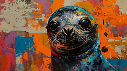 Wall Mural - Abstract Seal Painting