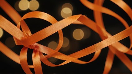 Sticker - Abstract Orange Ribbon With Bokeh Lights.