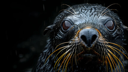 Wall Mural - Close-up of a Wet Seal's Face