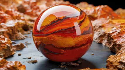 Wall Mural - Abstract Orb in a Landscape of Stone