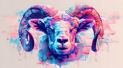 Wall Mural - Abstract Ram with Vivid Colors