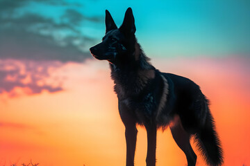 Poster - Dog Silhouette at Sunset