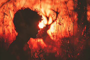 Poster - Silhouette of Man in Sunset