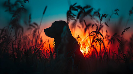 Sticker - Dog Silhouette at Sunset