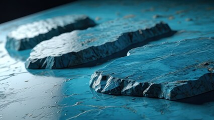 Poster - Abstract Blue Rock Formations.