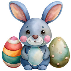 Wall Mural - bunny and easter egg watercolor illustration