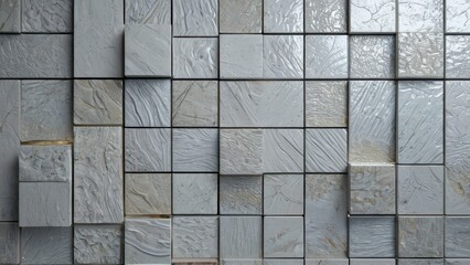 Poster - Abstract Gray Tiles Wall.