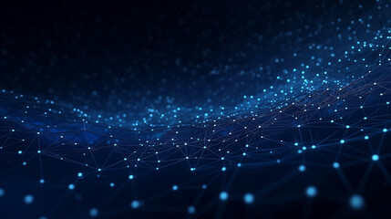 the futuristic background features an abstract blue network, illustrating the concept of technology 