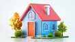 © Achmad Khoeron - 3d illustration cute house home colorful red green blue pink orange retro oldu cartoon style