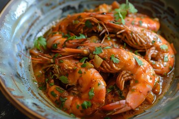 illustrated braised prawns