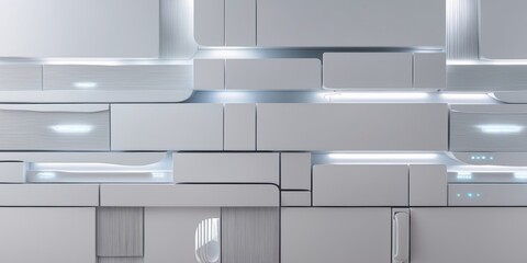 Poster - White geometric surfaces with subtle lighting