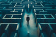 © MVProductions - Businessman standing in middle of a maze looking for the right way out, problems and solutions concept