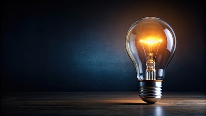 Canvas Print - Dark background with illuminated light bulb , light bulb, glowing, dark, background, idea, innovation, creativity