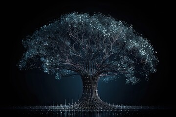 Wall Mural - Artificial Intelligence Brain Tree, Interconnectedness, Complexity, Synaptic Activity