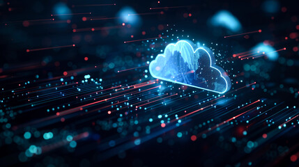 background digital of cloud and connected line for SAAS