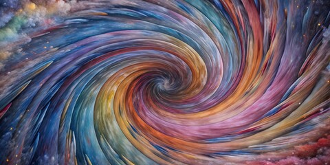 Poster - Watercolor background with vibrant wavy spiral design, watercolor, background, wavy, spiral, bright, colors, abstract