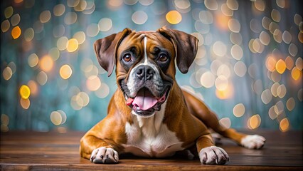 Canvas Print - Playful Boxer dog in a fun setting, boxer, dog, playful, pet, animal, cute, fun, background, vibrant, colorful, energetic, happy