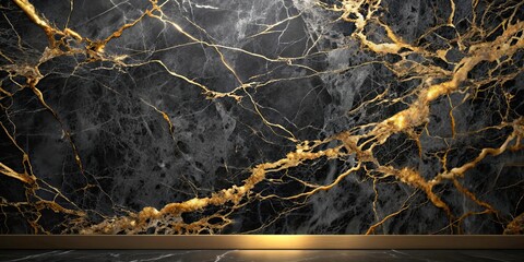 Wall Mural - Wall texture blending with black and gold marble background, wall, texture, black, gold, marble, background, design