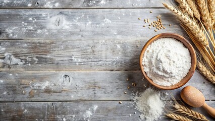 Canvas Print - Rustic flour background perfect for baking themes and food photography, flour, background, rustic, baking, food, texture