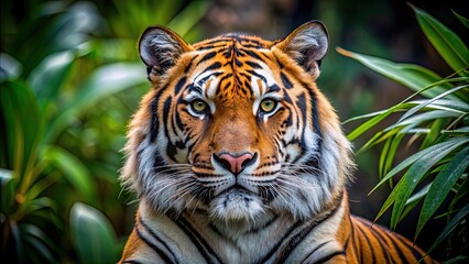Wall Mural - close-up photo of a majestic tiger in its natural habitat, wildlife, tiger, predator, animal, nature