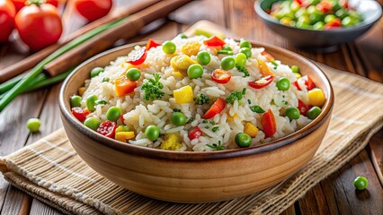 Sticker - Egg fried rice with colorful assorted vegetables, a healthy and delicious meal , Egg, fried rice, vegetables, healthy