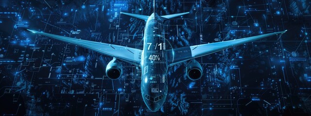 A cargo plane transports goods, artificial intelligence analyzes information.