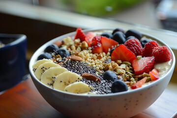 Refreshing Smoothie Bowl with Fresh Fruits and Nuts