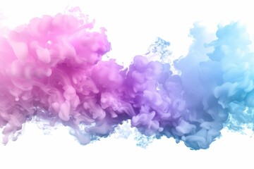 Wall Mural - Vibrant Pink Party Fog and Isolated Colorful Smoke in Blue, Cyan, Purple, and Light Green Hues Creating Dynamic 3D Cloud Graphics on a White Background