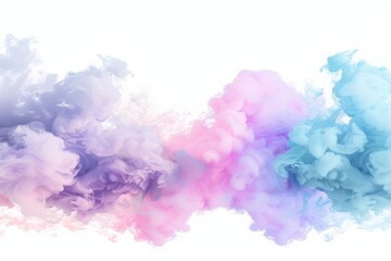 Wall Mural - Vibrant Pink Party Fog and Isolated Colorful Smoke in Blue, Cyan, Purple, and Light Green Hues Creating Dynamic 3D Cloud Graphics on a White Background