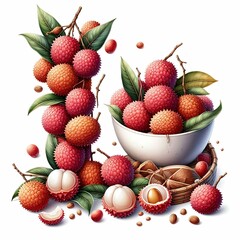 Wall Mural - lychee fruit on a transparent background
