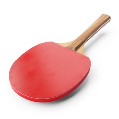 Sticker - Red and Wood Ping-Pong Paddle Isolated on White Background