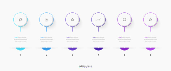 Wall Mural - Vector Infographic label design template with icons and 6 options or steps. Can be used for process diagram, presentations, workflow layout, banner, flow chart, info graph.