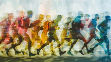 Canvas Print - Blurred Silhouettes of Runners in Motion