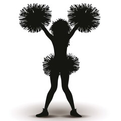 Wall Mural - Silhouette of a Cheerleader with Pom Poms