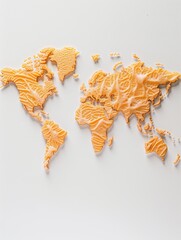 beer foam world map for international beer day, artistic design with neutral tones on white backgrou