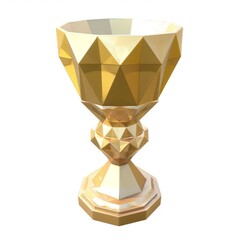 Wall Mural - 3D Render, Low Poly style of divine chalice artifact, on isolated white background, Generative AI