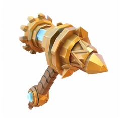 3D Render, Low Poly style of legendary relic artifact, on isolated white background, Generative AI