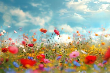 field of red poppies