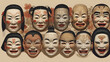 © Prateek - An illustration of a traditional Noh mask used in Japanese theater, depicting different emotions and characters with intricate designs and subtle expressions.