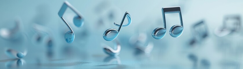 Wall Mural - a blue background with a bunch of notes floating in the air