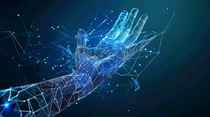 Wall Mural - digital hand reaching out with digital connection network technology symbol. ai generated