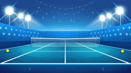 Wall Mural - Night Tennis Court