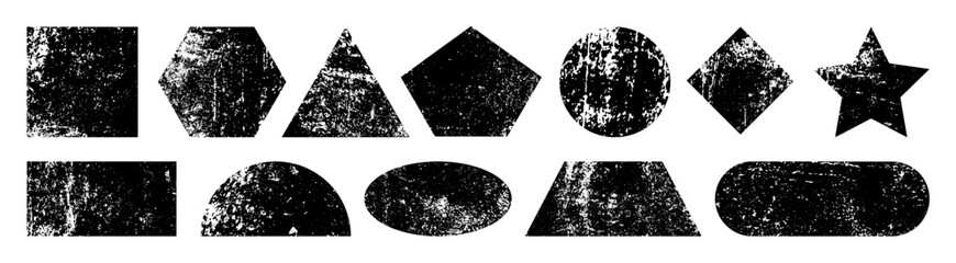 Wall Mural - stamp prints. rough ink shapes. vintage letterpress rectangle paint or rustic woodcut triangle. scra