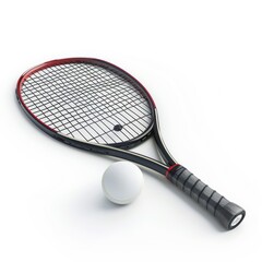 Wall Mural - Tennis Racket and Ball Isolated on White Background