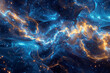© QaziAllah - A cluster of blue and gold particles forming a radiant nebula, with swirling patterns and glowing trails creating a sense of depth and motion