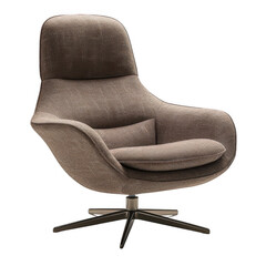 Modern, comfortable brown lounge chair with armrests and swivel base, perfect for living rooms, offices, and reading nooks.