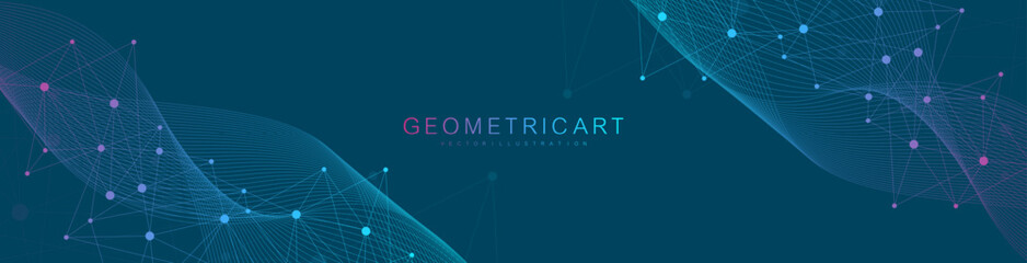 Wall Mural - global network connection website header or banner design. abstract background with connecting dots 