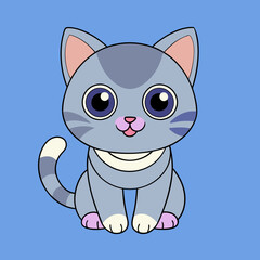 Cute cat cartoon vector art illustration